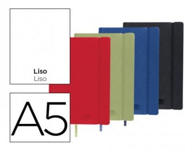 LIBRETA SIMIL PIEL A5 120 HOJAS LISO  CON GOMAS COLORES SURTIDOS 58611