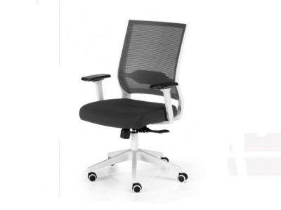 SILLA SIDNEY OPERATIVA SYNCRON RESPALDO  MALLA BRAZOS REGULABLES Y ESTRUCTURA  BLANCA TAPIZADA NEGRA