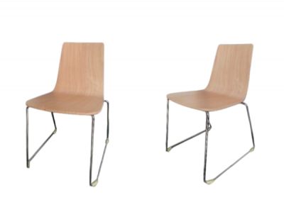 SILLA YALTA 32 PATAS CROMADAS  ESTRUCTURA MADERA NATURAL