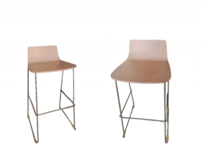 TABURETE YALTA 37 PATAS CROMADAS PATIN  ESTRUCTURA MADERA NATURAL