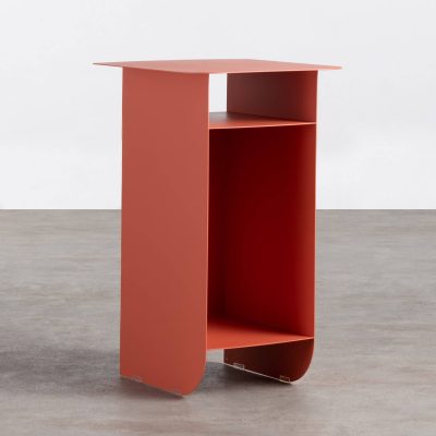 MESA AUXILIAR CON ALMACENAJE DE ACERO 37X36 CM XEL SALMÓN