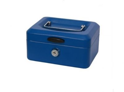 CAJA DE CAUDALES CON BANDEJA AZUL PEQUEÑA
