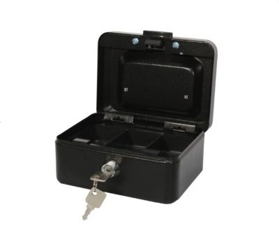 CAJA DE CAUDALES CON BANDEJA PEQUEÑA NEGRA