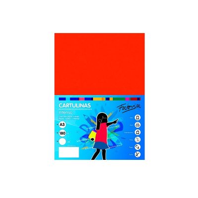 FBS PAQ.100 CARTULINAS A3 ROJO