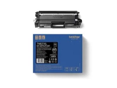 Cartucho de tóner Brother TN821XL color negro, compatible con impresoras Brother HL-L9430CDN, para impresión de alto rendimiento.