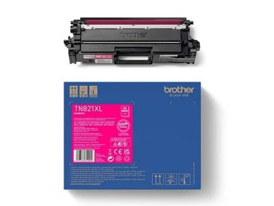 Cartucho de tóner Brother TN821XL color magenta, compatible con impresoras Brother HL-L9430CDN, ideal para impresión a gran volumen.